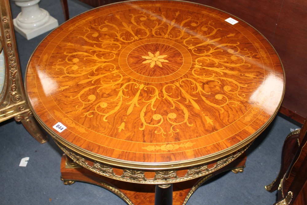 A Meuble Francais marquetry inlaid circular occasional table, Diam.81cm H.65cm